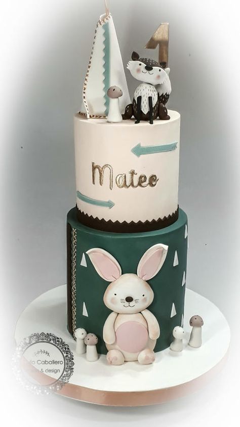 Nordic Cake Design, Camping Birthday Cake, Bunny Birthday Cake, Have A Nice Sunday, Cake Boy, Woodland Cake, All The Elements, Wild One Birthday Party, Bunny Cake