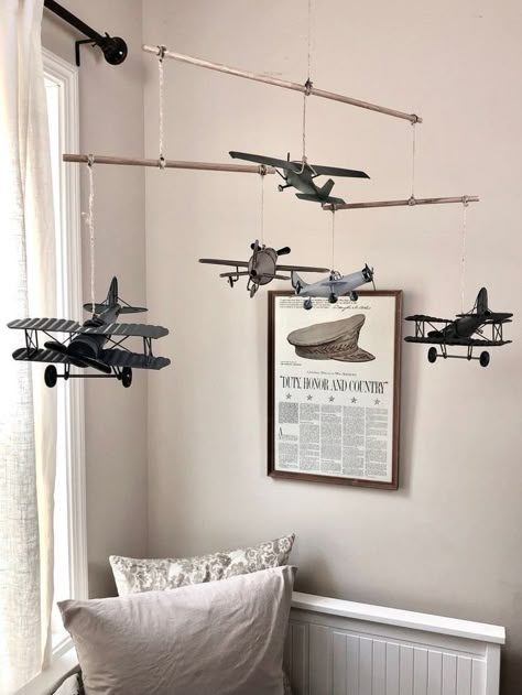 Airplane Kids Room, Plane Mobile, Airplane Bedroom, Vintage Airplane Nursery, Plane Nursery, Aviation Nursery, Airplane Room, Airplane Kids, Airplane Nursery