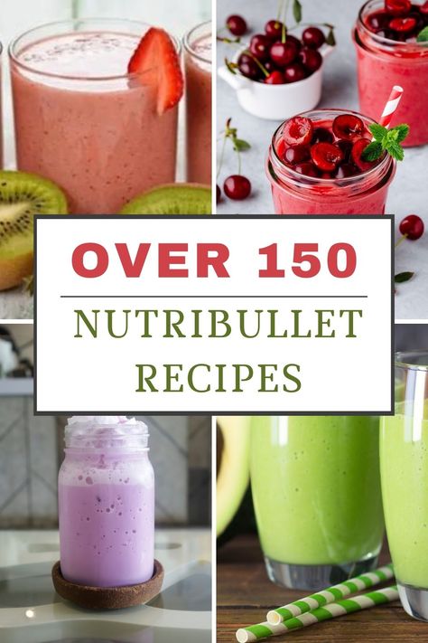 A collage of Nutribullet Recipes Magic Bullet Recipes Healthy, Magic Bullet Smoothie Recipes, Nutritional Smoothie Recipes, Magic Bullet Smoothies, Ninja Blender Smoothies, Ninja Smoothie Recipes, Smoothie Aesthetic, Smoothies Green, Smoothie Recipies