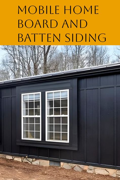 board and batten siding on mobile home, mobile home siding Roof Over Mobile Home Single Wide, How To Update A Modular Home, How To Paint A Mobile Home Exterior, Board And Batten Siding On Mobile Home, Board And Batten Double Wide, Modular Home Siding Ideas, How To Decorate A Single Wide Trailer, Manufactured Home Upgrades, Trailer Remodel Single Wide Mobile Home Makeovers Exterior