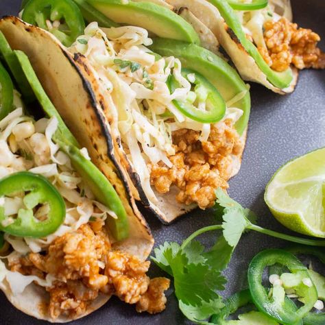 Ground Pork Tacos, Lean Pork, Pork Tacos, Pork Cutlets, Cabbage Slaw, Quick Weeknight Meals, Ground Pork, Weeknight Meals, Small Bowls