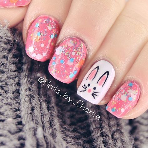 Easter Nail Art Inspiration Easter Nail Art Designs, Bunny Nails, Easter Nail Designs, Easter Nail Art, Red Shades, Cute Nail Art Designs, Spring Nail Art, Easter Nails, Cute Nail Art