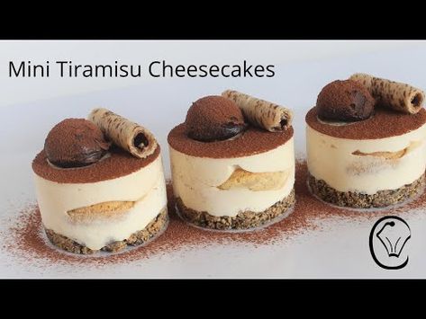 Mini Tiramisu Cheesecake, Mini Truffle Desserts, Chocolate Mini Desserts, Tiramisu Ideas, Mini Tiramisu Cups, Cheesecake Ganache, Chocolate Ganache Truffles, Ganache Truffles, Mini Tiramisu