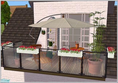 The Sims Resource - Balcony set Sims 4 Balcony, Sims2 Cc, Bamboo In Pots, Mesh Tool, Balcony Chairs, Sims Community, Green Wood, The Sims 2, Electronic Art