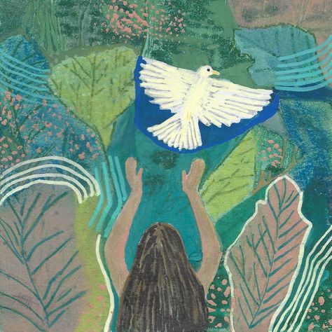 "No To War" Is An 8" X 8" (20cm X 20cm) Square Art Print (Giclee) Of The Original Painting "No To War" By Maura Satchell Depicting A Woman Releasing A Dove Into The Sky Against A Blue-Green Background, A Plea For Peace On Earth. This Commercial High Quality Giclee Print, Signed And Titled And Dated On The Back Is In Various Hues Of Green And Blue, With Muted Pink, Black, Brown And White Too, Representing The Earth. A Portion Of The Proceeds Will Go To Vostok Sos, A Ukrainian Ngo Helping Evacuate Lips Art Print, Claude Monet Water Lilies, Monet Water Lilies, Muted Pink, Sugar Skull Art, Square Art, Victorian Art, Floral Artwork, Peace On Earth