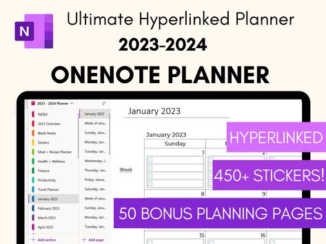 Hyperlinked OneNote Planner, OneNote Digital Onenote Notes Template, Onenote Calendar, Onenote Digital Planner, Onenote Planner, Life Planner Template, Planner Monthly Layout, Weekly And Daily Planner, Onenote Template, Digital Life Planner