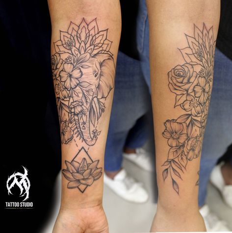 Elephant Lotus Flower Tattoo, Abstract Lotus, New Tattoo Ideas, Flower Abstract, Elephant Tattoo, Mandala Flower, Lotus Tattoo, Leg Sleeves, Sleeve Tattoos For Women