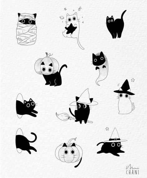 Small Black Cat Tattoo Ideas, Three Cat Tattoo, Bat Cat Tattoo, Cat Halloween Tattoo, Spooky Cat Tattoo, Tim Burton Flash Tattoo, Ghost Cat Tattoo, Small Bat Tattoo, Redbubble Ideas