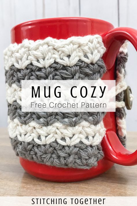 Free Crochet Coffee Cozy, Crochet Cup Sleeve With Handle, Loom Knitting Cup Cozy Coffee Mugs, Diy Crochet Cup Cozy, Coffee Cup Covers Free Pattern, Mug Koozie Crochet, Crochet Pattern Mug Cozy, Beginner Crochet Cup Cozy, Coffee Cup Coozie Pattern