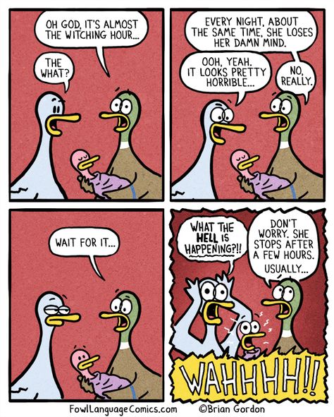 If there’s one thing about navigating parenthood, it’s that learning to laugh at yourself is one of the essential survival skills you need in your arsenal. There will always be days that end in bodily fluids, tantrums, exhaustion and sheer confusion, … Animated Comics, Funny Mom Humor, Brian Gordon, Fowl Language Comics, Beautiful Couple Quotes, Fowl Language, Parenting Comics, Parents Quotes Funny, Funny Baby Quotes