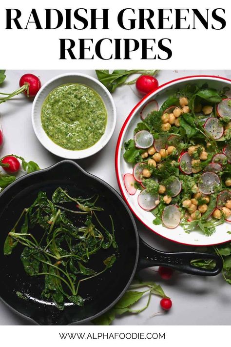 How to prepare, store, and how to eat radish greens to avoid waste, complete with 3 easy radish greens recipes + other top serving suggestions! Radish Leaves Recipe, Radish Leaves, Microgreens Recipe, Greens Recipes, Radish Greens, Protein Options, Low Sugar Desserts, Veggies Recipes, Radish Recipes