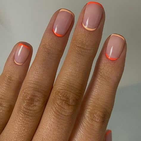 Orange Nail, Nagellack Trends, Minimal Nails, Cute Gel Nails, Minimalist Nails, Chic Nails, Nail Arts, Artificial Nails, False Nails