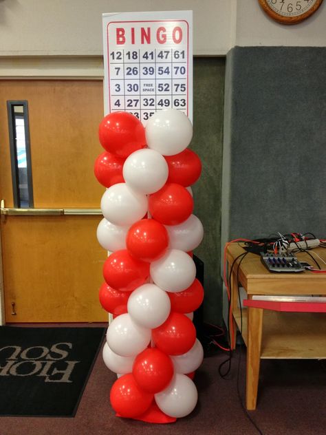 We added custom numbers and letter to these 17 inch round balloons to resemble the numbers called at Bingo!       Custom Bingo Card sign m... Bingo Decorations, Bingo Party Decorations, Family Bingo Night, Florida Southern College, Custom Bingo Cards, Bingo Party, Bingo Night, Mom Party, Round Balloons