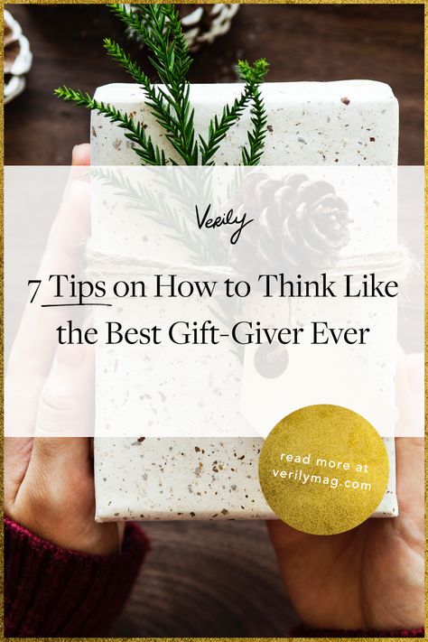 We can't all be the best at giving gifts, but here are 7 tips to teach you how to think like the best. Gift giving can be tough, but these tips will help you find the perfect gift for each person on your list. Minimalist Gift Ideas, How To Think, Giving Gifts, The Giver, Minimalist Gifts, Gift Giver, Tip Of The Day, Best Christmas Gifts, Be The Best