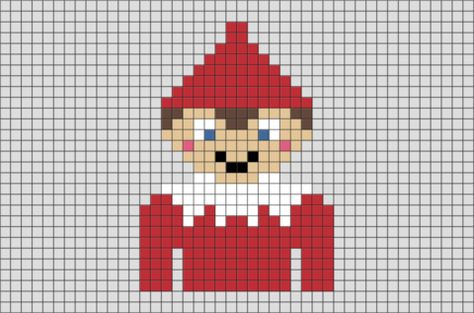 Elf Perler Bead Patterns, Elf On The Shelf Perler Beads, Pixel Template, Hama Beads Christmas, Elf Games, Elf Props, The Elf On The Shelf, Elf Activities, Xmas Elf