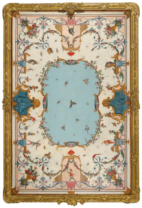 Italian School, 18th century Stenciled Doors, Baroque Interior, Ceiling Painting, Elevator Design, 18th Century Paintings, Ceiling Texture, Toile Pattern, Ceiling Murals, Baroque Ornament