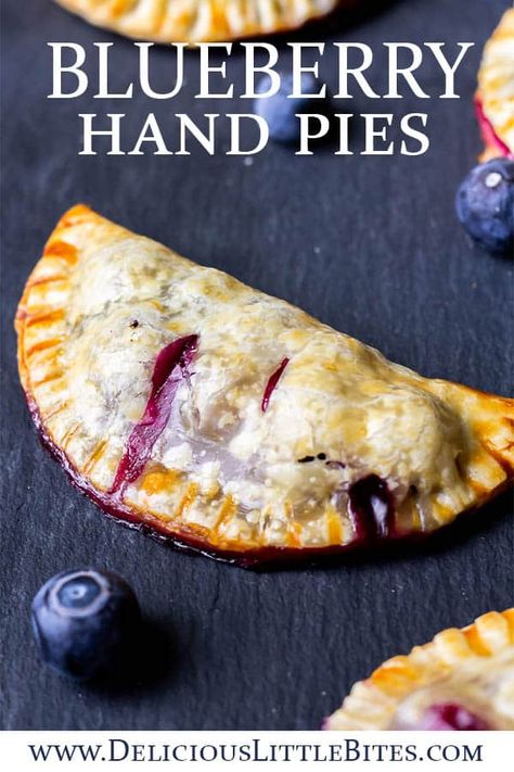 Fruit Hand Pies, Air Fryer Blueberry, Blueberry Turnovers, Blueberry Hand Pies, Ready Made Pie Crust, Hand Pie Recipes, Fried Pies, Blueberry Pie Filling, Pie Bites