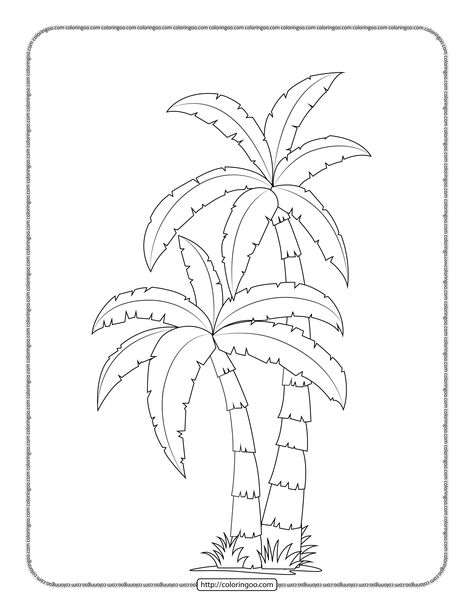 Palm Tree Coloring Pages Plam Tree Drawing Easy, Coconut Tree Outline, Palm Tree Template Free Printable, Palm Tree Coloring Pages Free Printable, Palm Tree Coloring Page, Palm Tree Drawing Sketches, How To Draw A Palm Tree, Easy Palm Tree Drawing, Palm Tree Tattoo Stencil