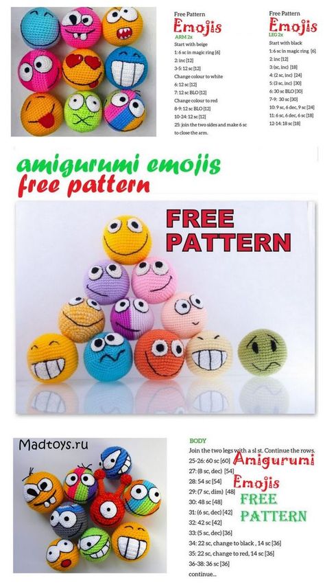 Emojis Amigurumi Free Pattern - Csr.life Crochet Keyring Free Pattern, Crochet Keychain Ideas, Keychain Patterns, Emoji Patterns, Keychain Ideas, Crochet Toys Free, Crochet Ball, Crochet Disney, Modern Crochet Patterns