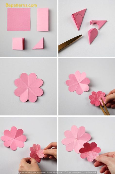 Cute paper craft - flower ideas - easy paper craft - free tutorial#DIYeasy, #SVG, #Templates 3d Paper Flowers, 3d Flowers, Easy Paper Crafts, 3d Paper, Free Tutorial, Flower Crafts, Paper Flowers, Origami, Paper Crafts