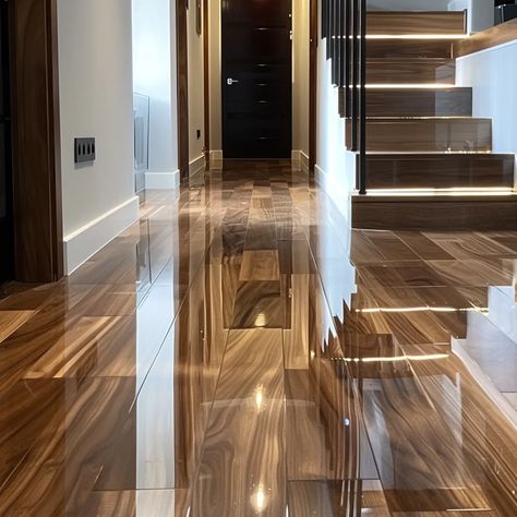 Polished High-Gloss Walnut Flooring 2025 Flooring Trends, Light Wood Flooring Ideas, Med Spa Interior, Light Wood Flooring, Modern Flooring Ideas, Black Walnut Flooring, Walnut Flooring, Hardwood Flooring Ideas, Modern Flooring