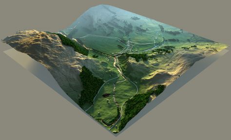 Owen Powell - maps and terrain models Maps Design, Landscape Architecture Diagram, Cube World, 3d Maps, Map Generator, Isometric Drawing, 3d Map, Digital Painting Techniques, Terrain Map