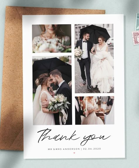 Photo Wedding Card, Simple Wedding Cards, Card With Photo, Personalized Thank You Cards, Photo Thank You Cards, Thank You Photos, Customized Photo Gifts, Beautiful Wedding Photos, Best Wedding Photographers