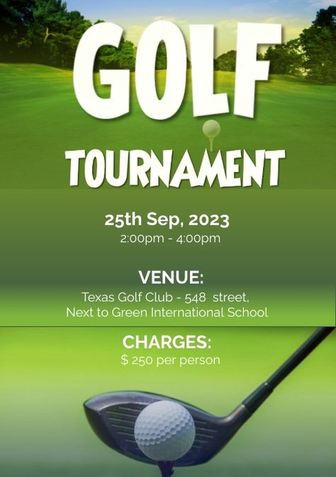 Editable Golf tournament sports club event poster ad Golf Poster Design, Club Event Poster, Tournament Poster, Golf Poster, Golf Event, Buena Park, Poster Project, Sports Club, Poster Ads