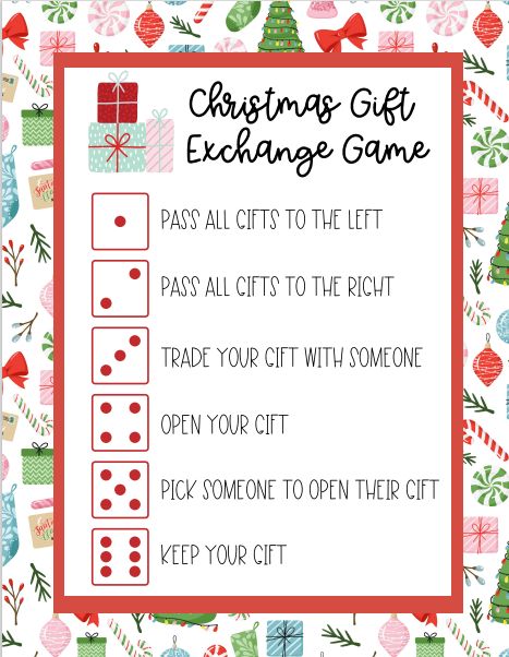 Christmas Candy Dice Game, Present Dice Game Christmas Gifts, Dice Games For Christmas Gift Exchange, Dice Gift Exchange Game Rules, Roll The Dice Gift Exchange Game, Dice Christmas Game, Dice Christmas Gift Exchange, Christmas Dice Game Gift Exchange, Christmas Gift Exchange Themes