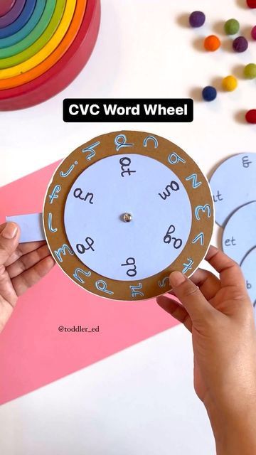 Anushikha Bansal 🇮🇳 on Instagram: "DIY Interchangeable CVC Word Wheel Try this DIY to make reading practice fun & interesting for your lil ones Word families used: a - at, an, am, ag, ab, ap e - en, ed, eg, et i - in, ip, it, ig o - og, ob, ot, op u - un, ut, ug, ub Material used: 🛞Cardboard 🛞Marker pen 🛞Coloured paper 🛞Fastener - if you don’t have the one we used, you can try with a toy nut bolt🔩 Dimensions - 🛞Big wheel - 16 cm diameter 🛞Small wheel - 12cm diameter 🛞Support sti Ug Family Words, Jolly Phonics Printable, Oa Words, Word Wheel, Study Craft, Grade Three, Three Letter Words, O Words, Cvc Word