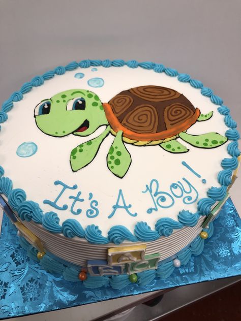 Drawing of turtle with baby blocks and blue accents Turtle Baby Shower Cake, Turtle Baby Shower, Baby Shower Cakes For Boys, Baby Blocks, Shower Cakes, Kids Cake, Baby Shower Cakes, Themed Cakes, Food And Drink