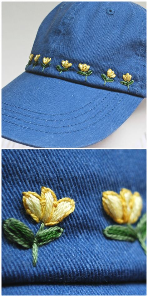 Baseball Cap Embroidery Diy, Cap Embroidery Ideas Design, Ball Cap Embroidery Ideas, Baseball Cap Embroidery Ideas, Hand Embroidered Baseball Caps, Baseball Hat Embroidery, Embroidered Ball Cap, Cap Embroidery Ideas, Embroidered Hats Baseball Caps