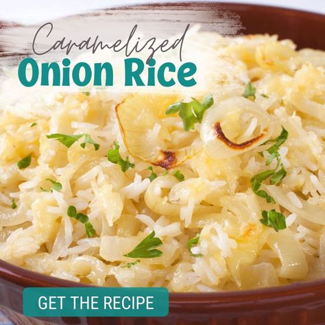 Rice With Onions, Hot Rice Recipe, Onion Rice Recipe, Rice Recipes Side, Caribbean Rice, Cream Of Onion Soup, Onion Rice, Onion Casserole, Side Ideas