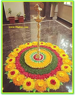 Flower Rangoli For Diwali, Rangoli Decoration, Rangoli For Diwali, Pookalam Design, Simple Flower Rangoli, Home Flower Decor, Rangoli Designs Simple Diwali, Diwali Decorations At Home, Diwali Decoration Items