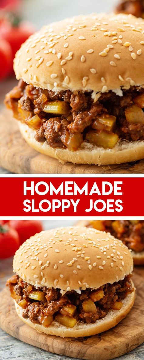 Homemade Sloppy Joes are a hearty barbeque sandwich recipe that is a classic family favorite! This comfort food is a quick and easy 20 minute weeknight recipe that is great any time of the year. Old Fashioned Sloppy Joes, Barbeque Sandwiches, Homemade Sloppy Joes Recipe, Crock Pot Sloppy Joes, Sloppy Joe Mix, Homemade Sloppy Joe Sauce, Grilled Cheese Sloppy Joe, Sloppy Joe Recipe Easy, Homemade Sloppy Joe Recipe