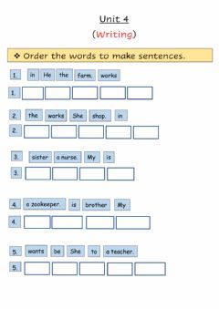 Writing sentences Language: English Grade/level: 4 School subject: English as a Second Language (ESL) Main content: Word order Other contents: Related Words Worksheet, Sentence And Phrase Worksheet, Make Sentences Worksheet, Phrases And Sentences Worksheet, Scrambled Sentences Worksheet, Teaching Esl Students, Word Order, English Grammar For Kids, Grammar For Kids