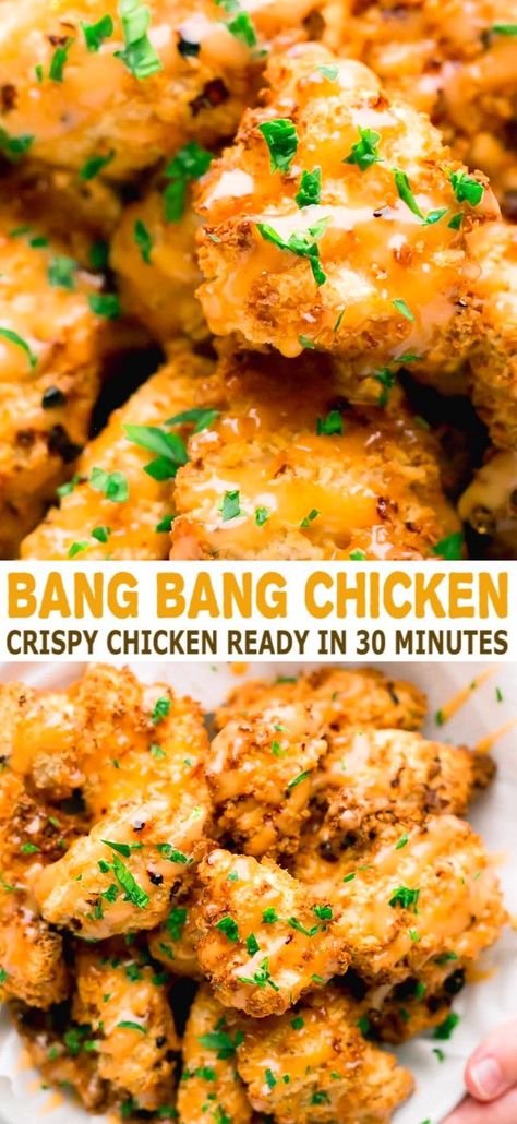 Chicken Recipe In Air Fryer, Bang Bang Chicken Recipe, Air Fried Chicken Nuggets, Fried Chicken Nuggets, Bang Bang Chicken, Quick Chicken Recipes, Air Fried Chicken, Air Fryer Recipes Chicken, Quick Chicken