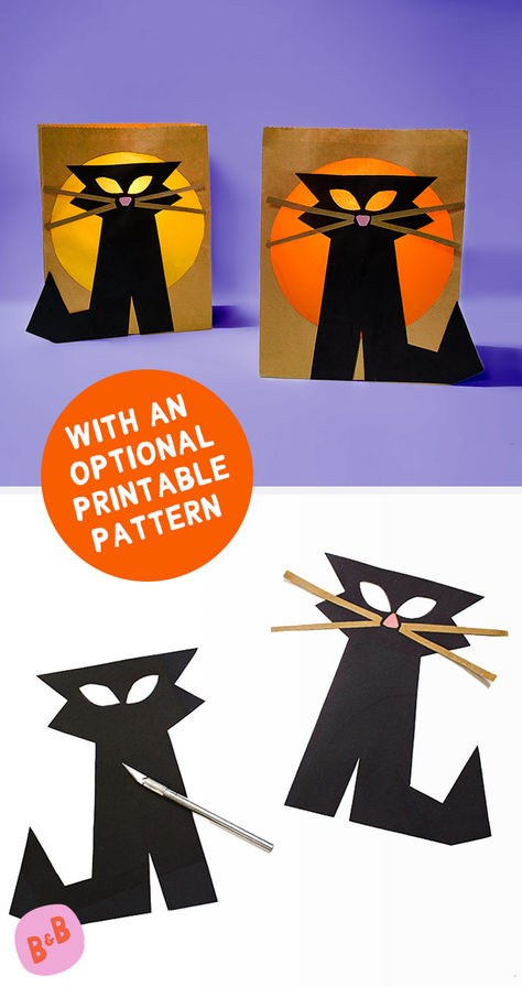 DIY Halloween cat lanterns and paper cat cutouts Halloween Cat Craft, Kids Halloween Parties, Halloween Cat Crafts, Black Cat Craft, Diy Halloween Cat, Halloween Craft Idea, Storytime Activities, Halloween Luminaries, Warm Halloween