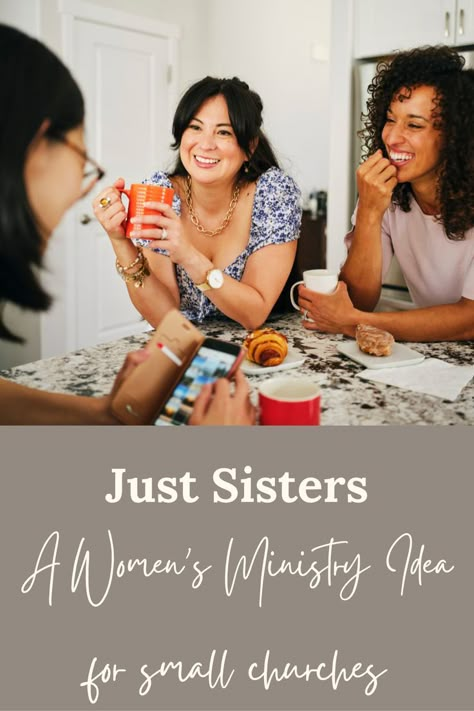 Just Sisters! A women’s ministry idea for Small Churches. Foster deeper relationships in your small church Women’s Ministry with a Just Sisters Program. See how one church revamped a Secret Sisters Program from hurt feelings and lack of follow-through to face-to-face friendships and sharing. Womens Group Activities, Women Small Group, Womens Ministry Events, Christian Women's Ministry, Ladies Event, Church Fellowship, Ladies Tea, Secret Sisters, Womens Conference