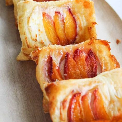 Upside Down Peach Puff Pastry - Blissfull Kitchen Upside Down Pastry, Chicken Pastina Soup Recipe, Chicken Pastina Soup, Chicken Pastina, Upside Down Puff Pastry, Fusion Foods, Peach Pastry, Peach Turnovers, Peaches Recipes