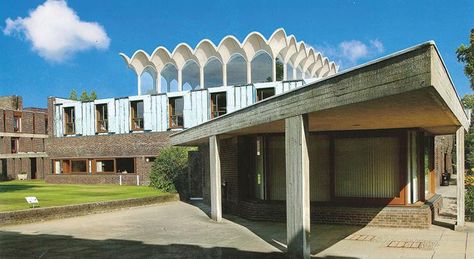 The main hall at Fitzwilliam College, Cambridge by Denys Lasdun Fitzwilliam College Cambridge, Cambridge College, Architectural Association, University Architecture, Architecture Competition, Modernist Architects, Ludwig Mies Van Der Rohe, School Of Architecture, Cambridge University