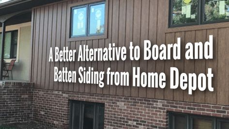 Smart Siding Exterior Home, Adding Board And Batten To Exterior, Diy Board And Batten Siding Exterior, Batten Board Siding Exterior, Board And Batten Siding With Brick, Board And Batten Siding Colors, Metal Board And Batten Siding, Siding Alternatives, Board And Batten Exterior Siding