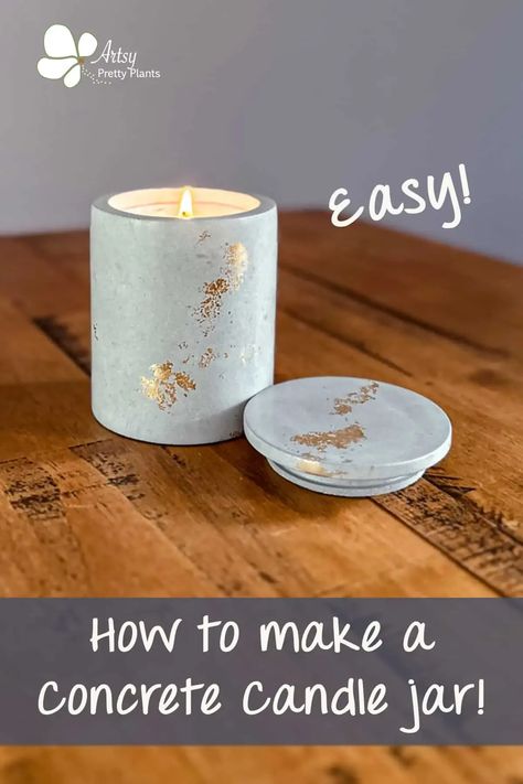 Make your own concrete candle jar the easy way with a pre-made, reusable mold. The perfect DIY cement project for a beginner, in just 5 easy steps! #concretecrafts #diycement #cementcrafts #candlemaking How To Make Concrete Candle Vessels, Making Concrete Candle Vessels, Making Concrete Molds, Diy Molds For Concrete, Cement Candles Diy, Concrete Candle Vessels Diy, How To Make Cement Candle Holders, Cement And Resin Crafts, Diy Cement Molds