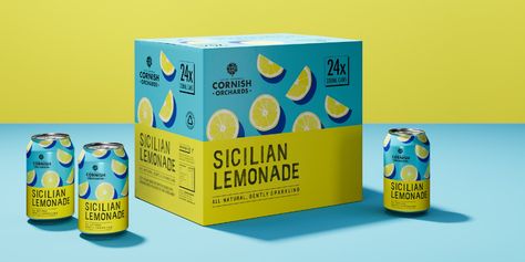 Cornish Orchards on Packaging of the World - Creative Package Design Gallery Lemon Packaging Design, Gummy Packaging Design, Lemon Packaging, Yellow Packaging Design, Fun Packaging Design, Carton Design, Fruit Packaging, Drinks Packaging Design, Box Packaging Design