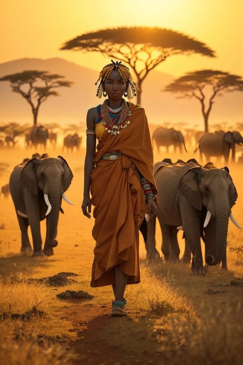 Serengeti Plain: Maasai girl. On the Serengeti Plain, where the… | by Grow | Medium Africa Culture Art, Maasai Art, Womens Painting, African Nature, Africa Tribes, Savannah Art, Maasai Shuka, Africa Nature, African Tribe