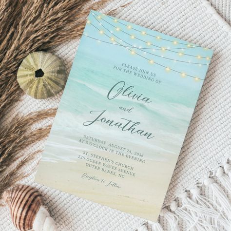 Coastal Wedding Invitations, Light Blue Wedding Invitations, Ocean Wedding Theme, Wedding Day Invitations, Digital Invitations Design, Beach Party Invitations, Beach Invitations, Beach Wedding Invitation, Beach Theme Wedding Invitations