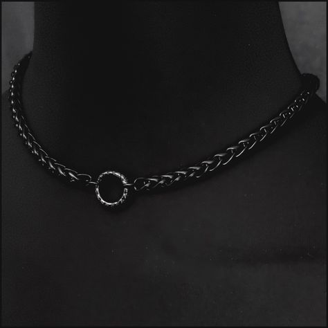 Discreet Locking Day Collar with Black Stainless Steel Wheat Braid Chain Made to Order for The Perfect Fit - Gift Boxed #BraidedChain #StainlessSteel #BDSM Timothy Drake, Love Warriors, Day Collar, Braid Designs, Velvet Jewelry, Chain Maille, Girl Jewelry, Aesthetic Dark