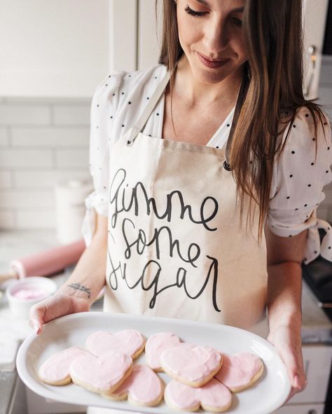 Gimmie Some Sugar Apron! Coffee Sugar Cookies, Heart Cookies Recipe, Shaped Sugar Cookies, Sprinkle Kindness, Heart Shaped Sugar Cookies, Eating Photography, Gimme Some Sugar, Baking Photography, Valentines Baking