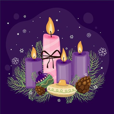 Advent Candle Illustration, Advent Wreath Drawing, Advent Wallpaper, Candles Illustration, Advent Images, Advent Catholic, Candle Advent, Advent Art, Candle Illustration