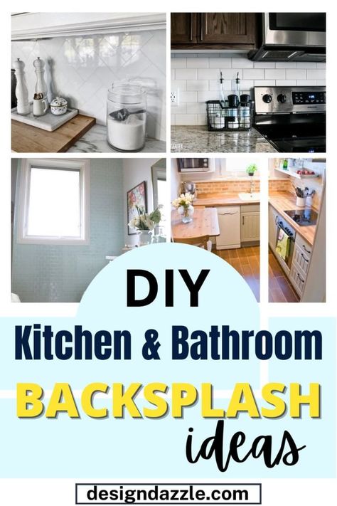 Easy Back Splashback Kitchen Ideas, Diy Bathroom Backsplash Ideas, Back Splashes Ideas For Kitchen Diy, Splashback Kitchen Ideas, Wallpaper Backsplash Kitchen, Bathroom Backsplash Ideas, Painted Brick Backsplash, Ugly Kitchen, Coastal Style Kitchen